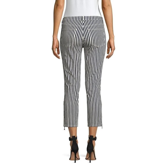 NWT Current | Elliott blue, warm white stripe skinny cropped stitch accent jeans - Picture 11 of 16
